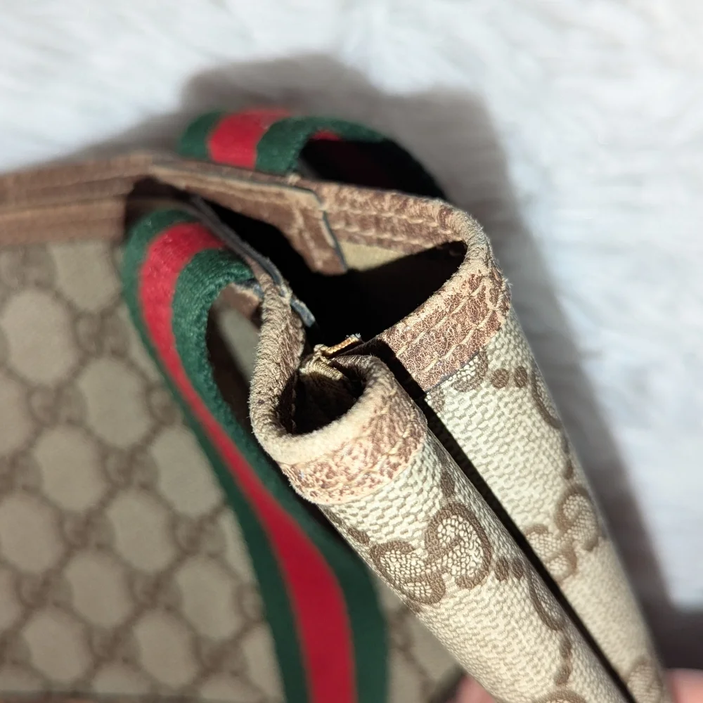 Gucci Ophidia Sherry Line Coated Canvas Tote Bag Brown Tan GUC - Picture 8 of 16